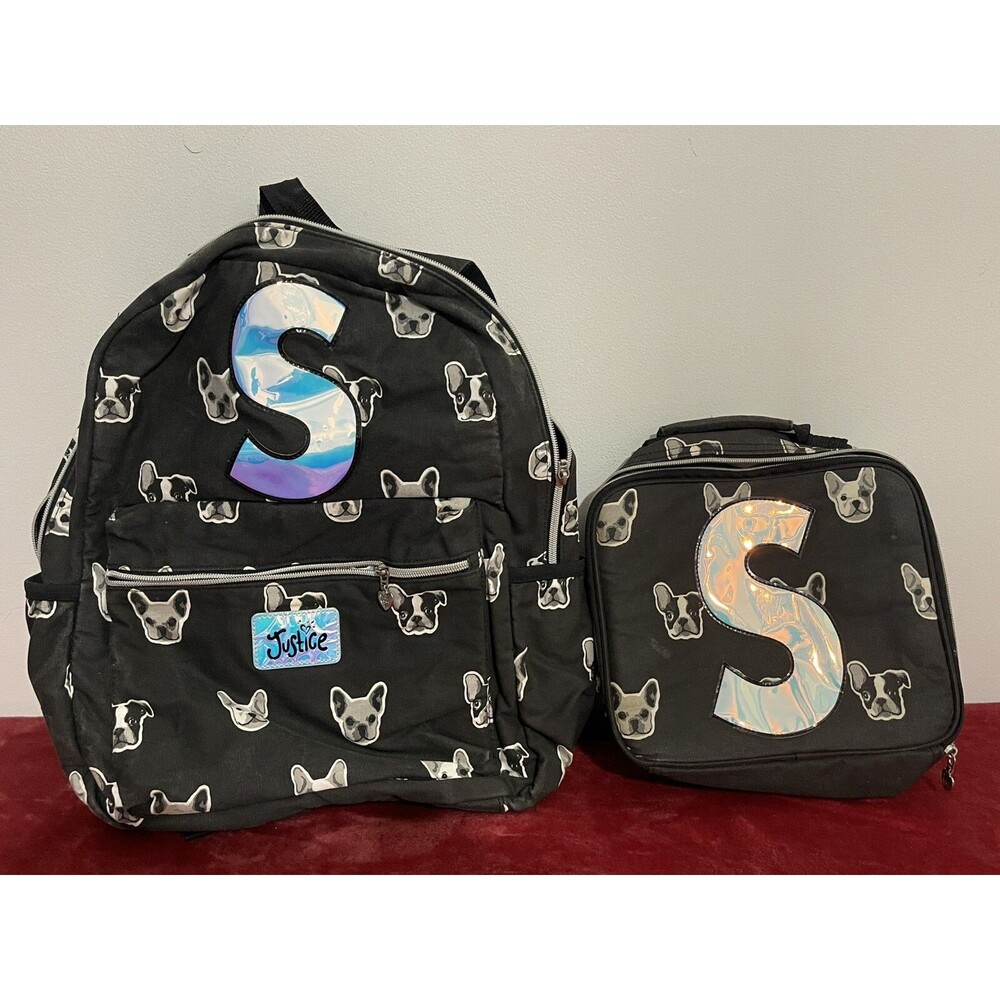 JUSTICE PUPPY BACKPACK INITIAL “S” IRIDESCENT SUPER CUTE!!
